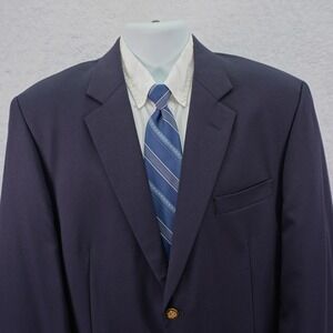 Joseph & Feiss International‎ Worsted Wool Gold Button Blazer Blue 44R